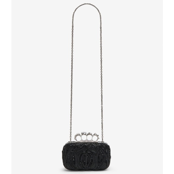 Alexander McQueen Black Beaded Four Ring Clutch / Shoulder bag - Picture 4 of 16